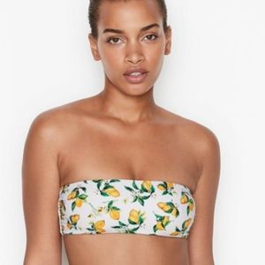 NWT VICTORIA'S SECRET Tahiti Bandeau Swim Bikini Top Lemon Print